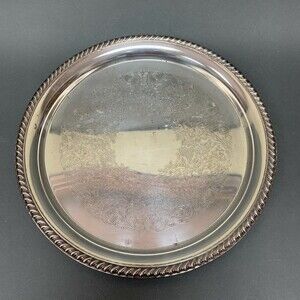 International Silver Co. Silver-Plate Round Tray Platter 12.25" Across